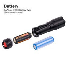 Load image into Gallery viewer, LUMENSHOOTER C4 3AAA Multicolor Flashlight, Zoomable Green Red Blue White Tactical Flashlights (Batteries Not Included)