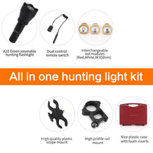 Load image into Gallery viewer, LUMENSHOOTER Ultimate A10 Zoomable Hunting Light with Rubber Halo Shield, Green Red White and 850nm Infrared LEDs for Predator, Coyote, Varmint, Hog