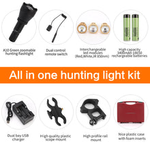 Load image into Gallery viewer, LUMENSHOOTER Ultimate A10 Zoomable Hunting Light with Rubber Halo Shield, Green Red White and 850nm Infrared LEDs for Predator, Coyote, Varmint, Hog