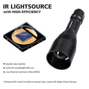 LUMENSHOOTER A8S 850nm IR Flashlight Infrared lamps(Not a regular light,Must Use With Night Vision Devices)