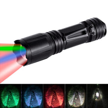 Load image into Gallery viewer, LUMENSHOOTER C4 3AAA Multicolor Flashlight, Zoomable Green Red Blue White Tactical Flashlights (Batteries Not Included)