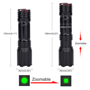 LUMENSHOOTER C4 3AAA Multicolor Flashlight, Zoomable Green Red Blue White Tactical Flashlights (Batteries Not Included)