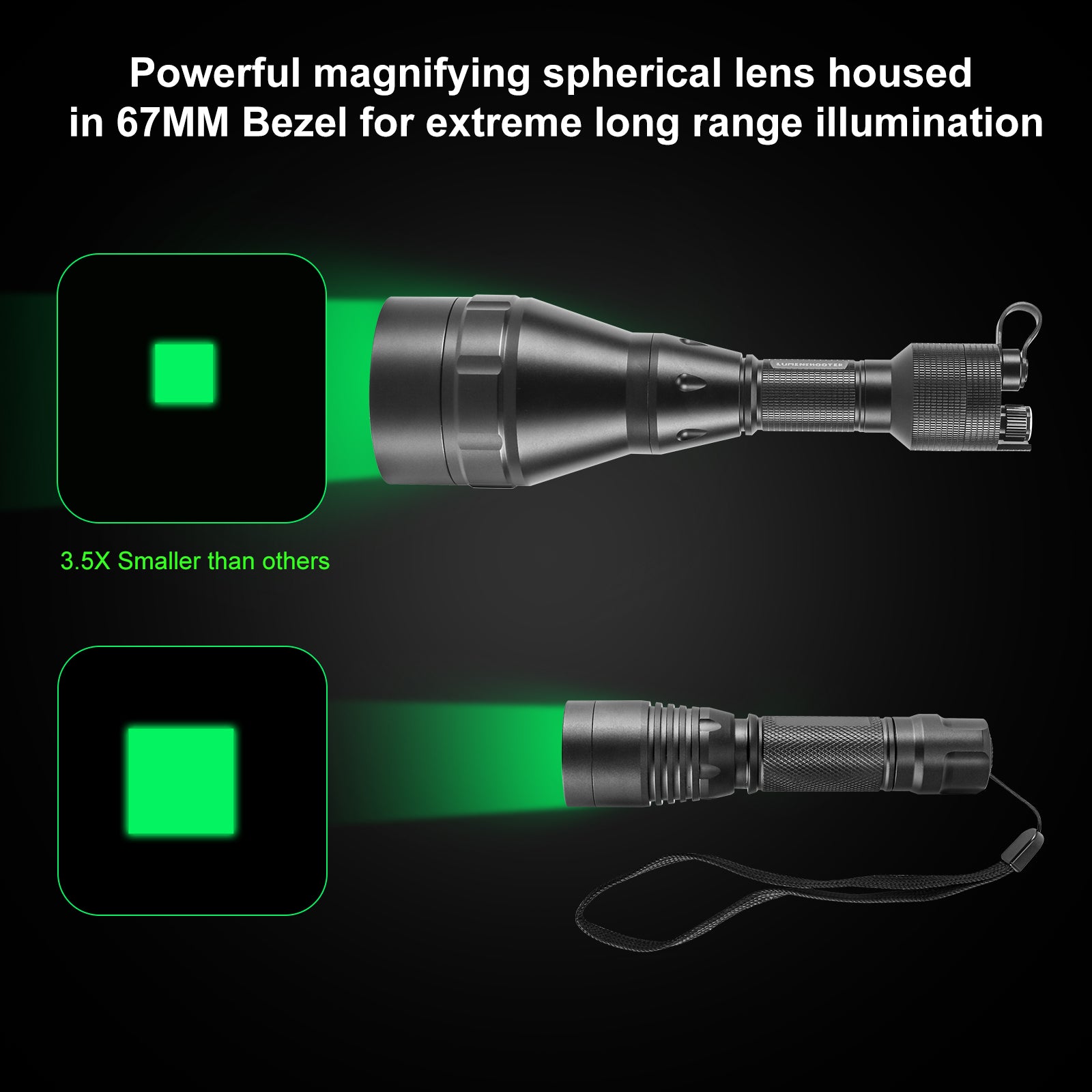 LUMENSHOOTER D8A Dimmable Hunting Light Flashlights Kit, Green Red Whi