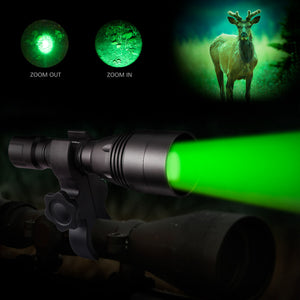 LUMENSHOOTER A8Plus Zoomable Hunting Light Kit, Green White Infrared 850nm Red LED Flashlights, for Predator Coyote Hog Fox Varmint