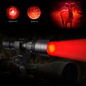 LUMENSHOOTER A8Plus Zoomable Hunting Light Kit, Green White Infrared 850nm Red LED Flashlights, for Predator Coyote Hog Fox Varmint